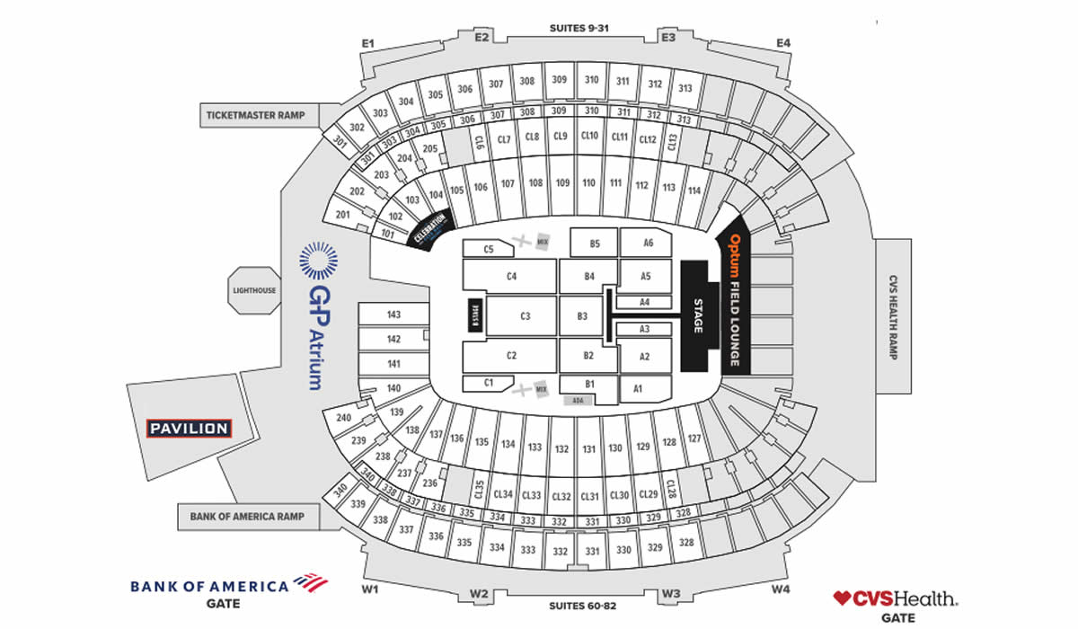 Gillette Boston Stadium BTS  Foxborough Venue Seating Plan