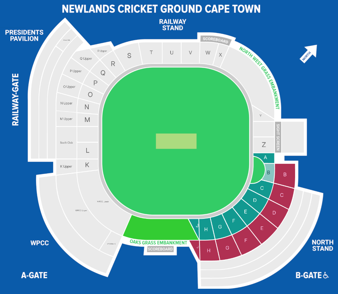 Newlands Cricket Ground England vs South Africa 1st ODI Venue Seating Plan