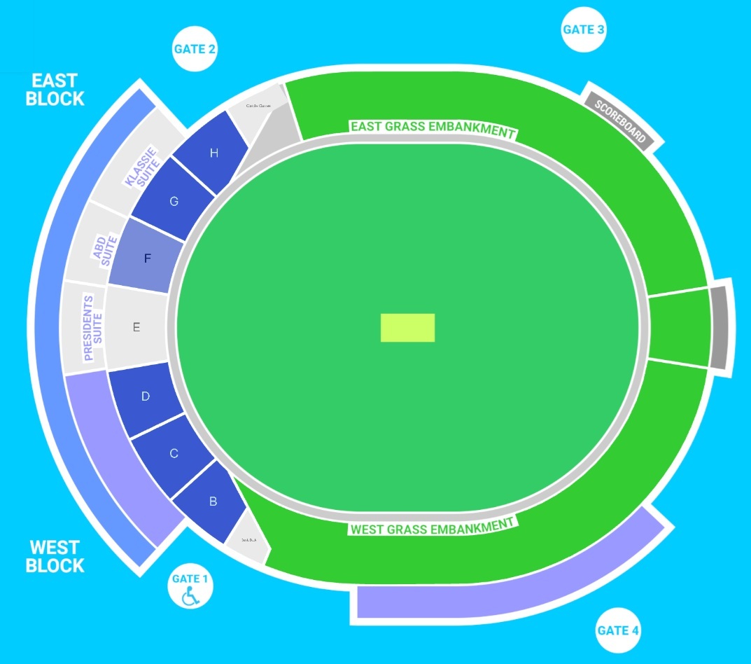Supersport Park Cricket Stadium England vs South Africa 3rd T20 Venue Seating Plan