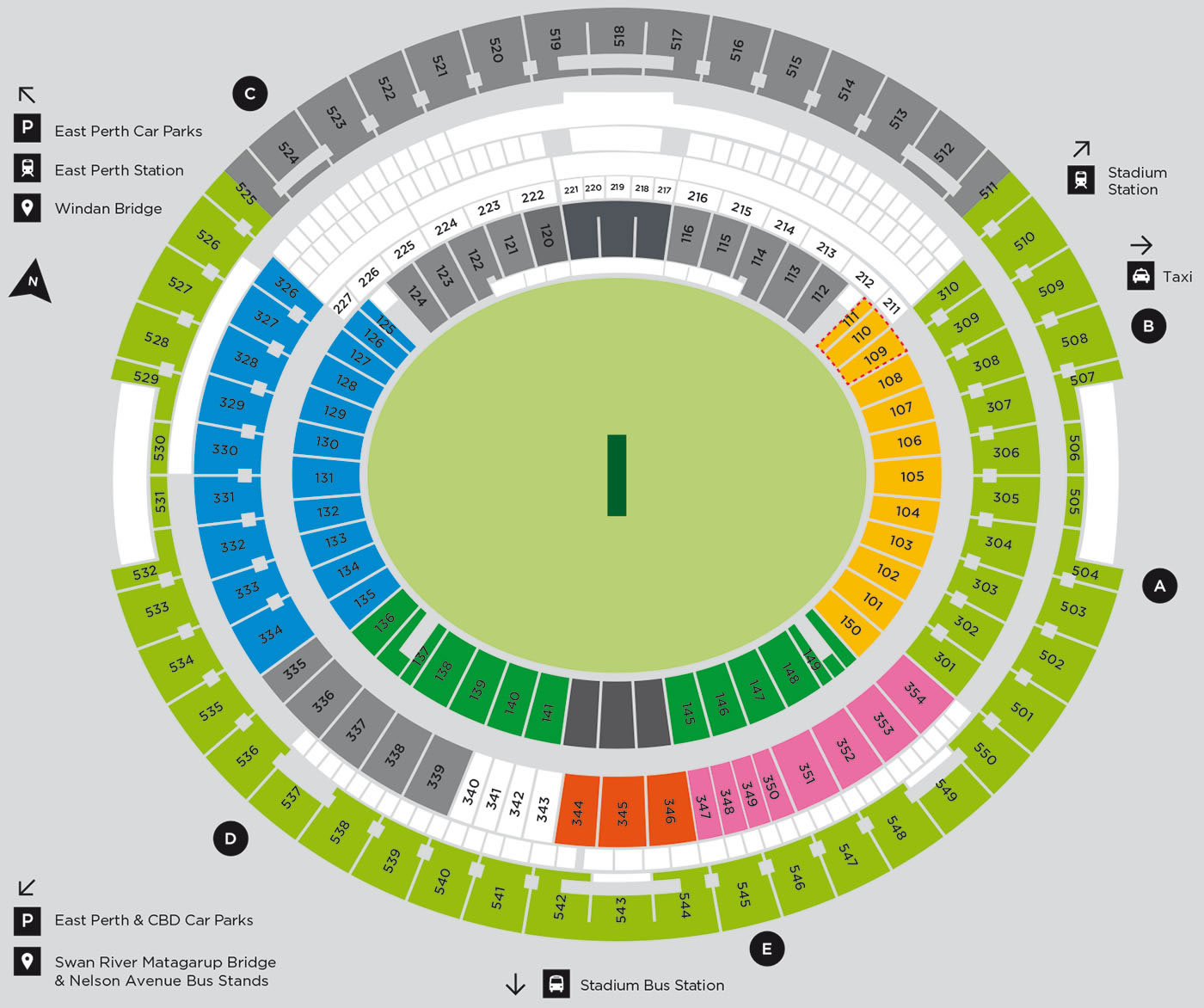 Perth Stadium (Optus Stadium) Australia Vs England 1st ODI Venue Seating Plan