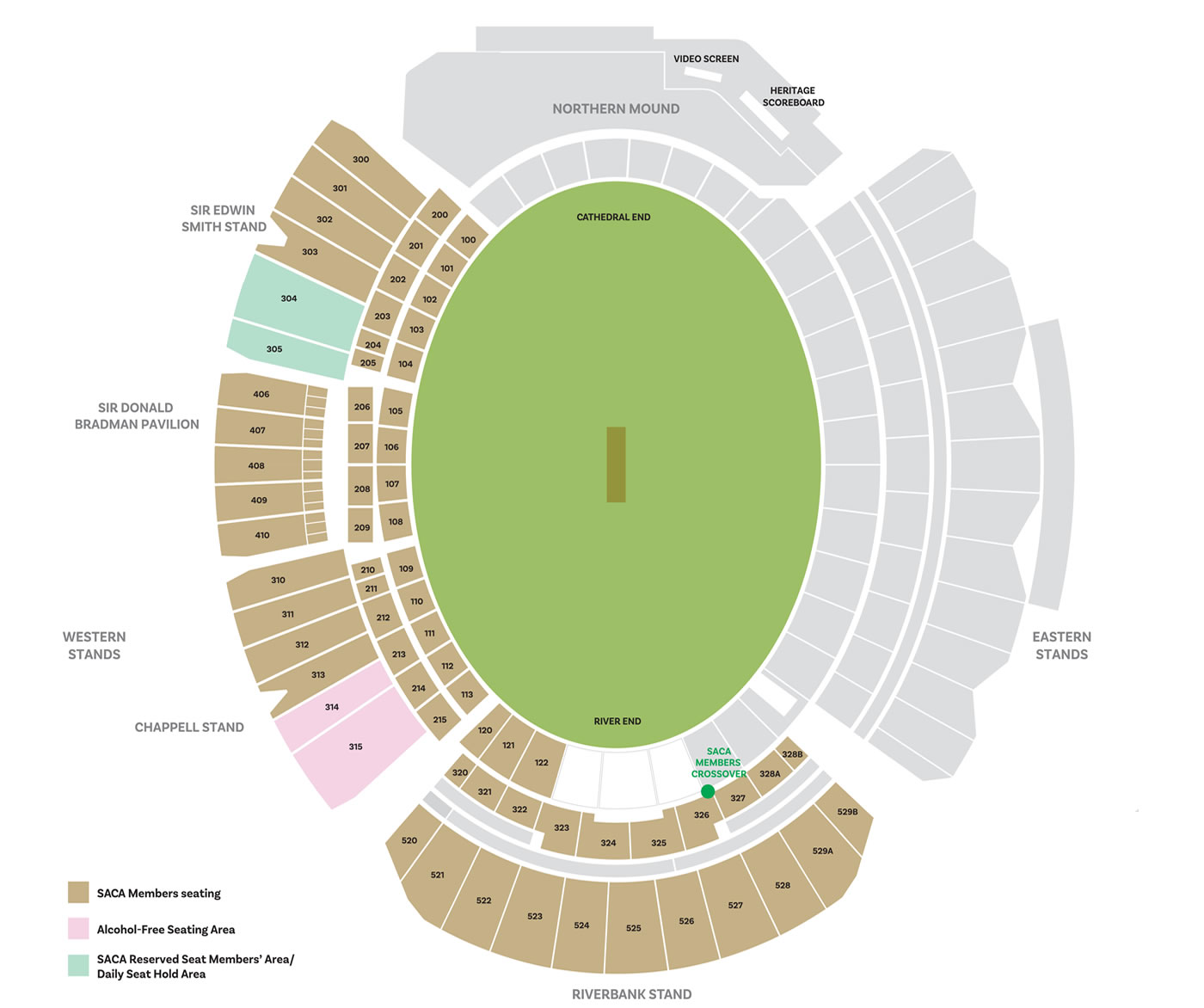 Adelaide Oval Australia vs England 3rd Test Day 2 Venue Seating Plan