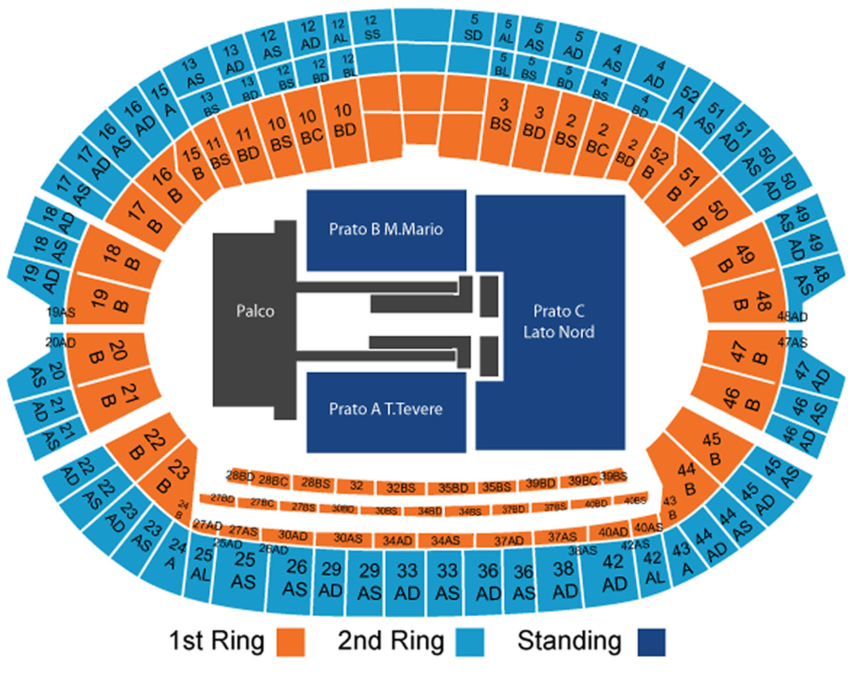 Stadio Olimpico Oasis Rome Venue Seating Plan