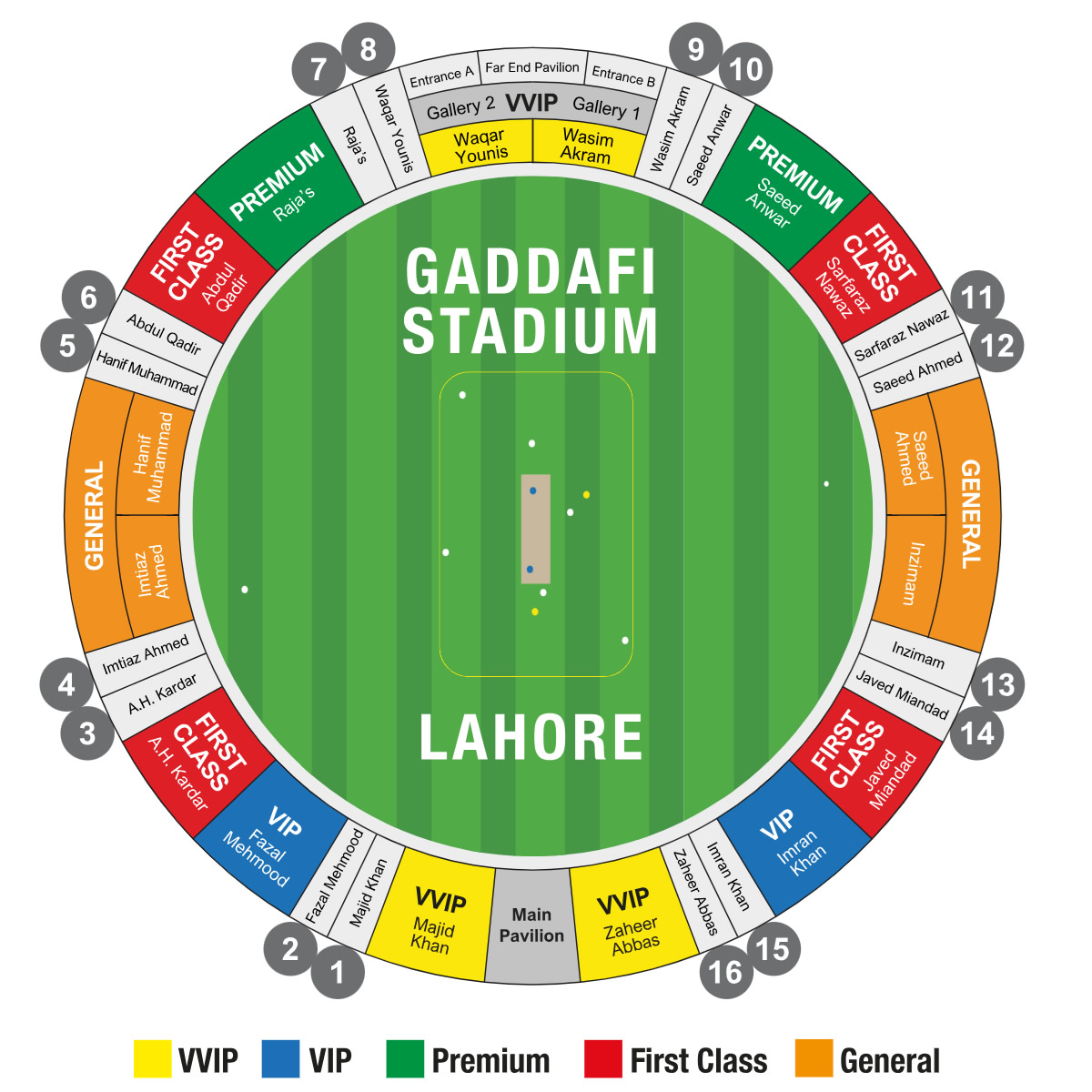 Gaddafi Stadium Afghanistan vs Australia Venue Seating Plan