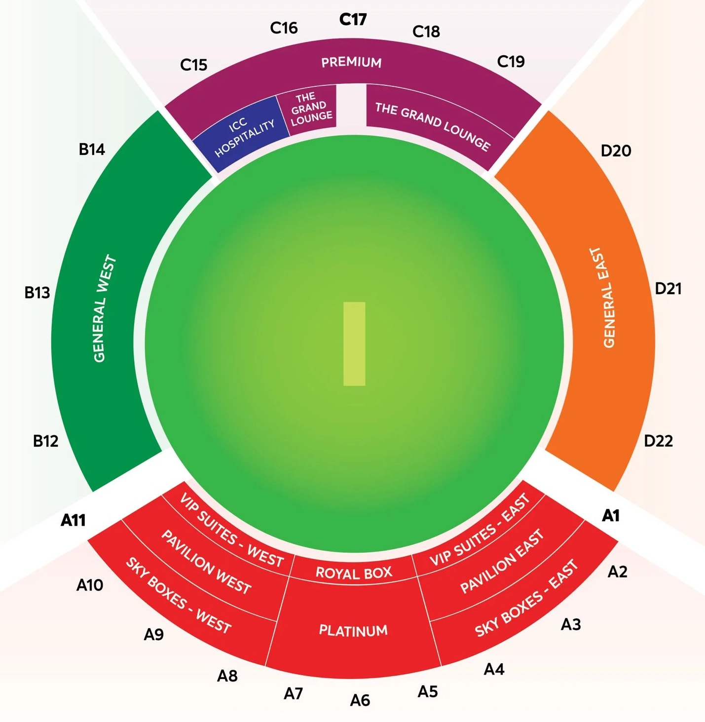 Dubai International Cricket Stadium Champions Trophy 1st Semi Final Venue Seating Plan