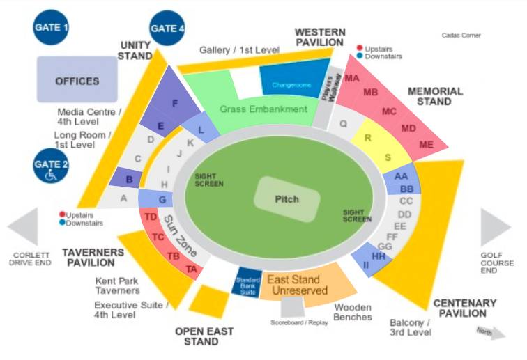 Bidvest Wanderers Stadium South Africa vs Australia 1st T20 Venue Seating Plan