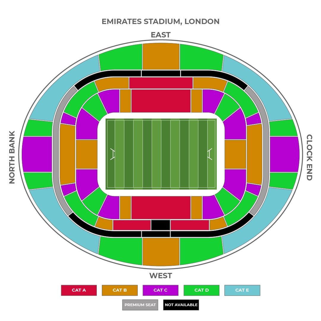 Emirates Stadium Arsenal vs Paris Saint Germain Venue Seating Plan