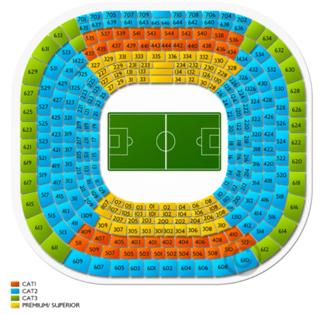 Santiago Bernabeu Miami Dolphins Vs TBC Venue Seating Plan