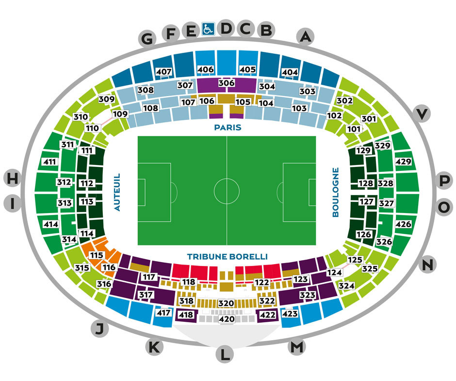 Parc des Princes Paris Saint Germain vs Arsenal Venue Seating Plan