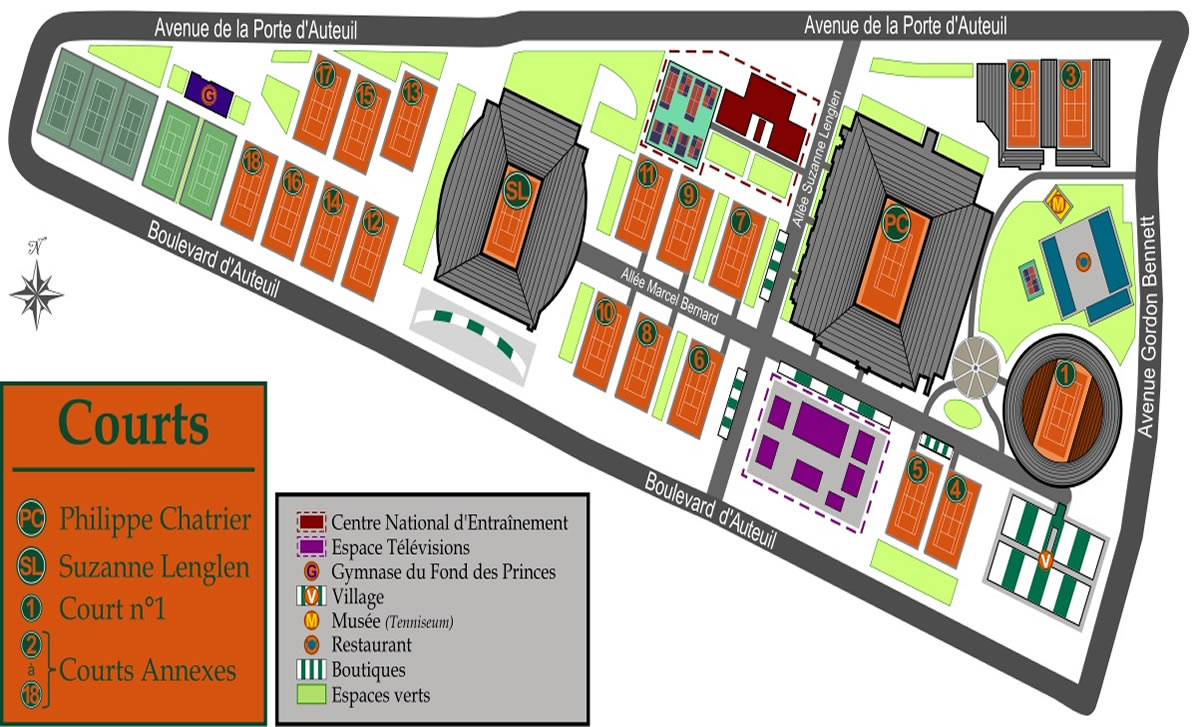 Roland-Garros Stadium - Outside courts French Open Roland Garros Womens Semi Final Venue Seating Plan
