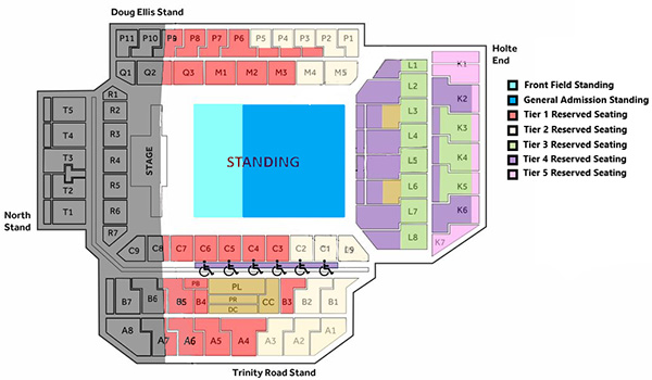 Villa Park Black Sabbath Back to the Beginning Venue Seating Plan